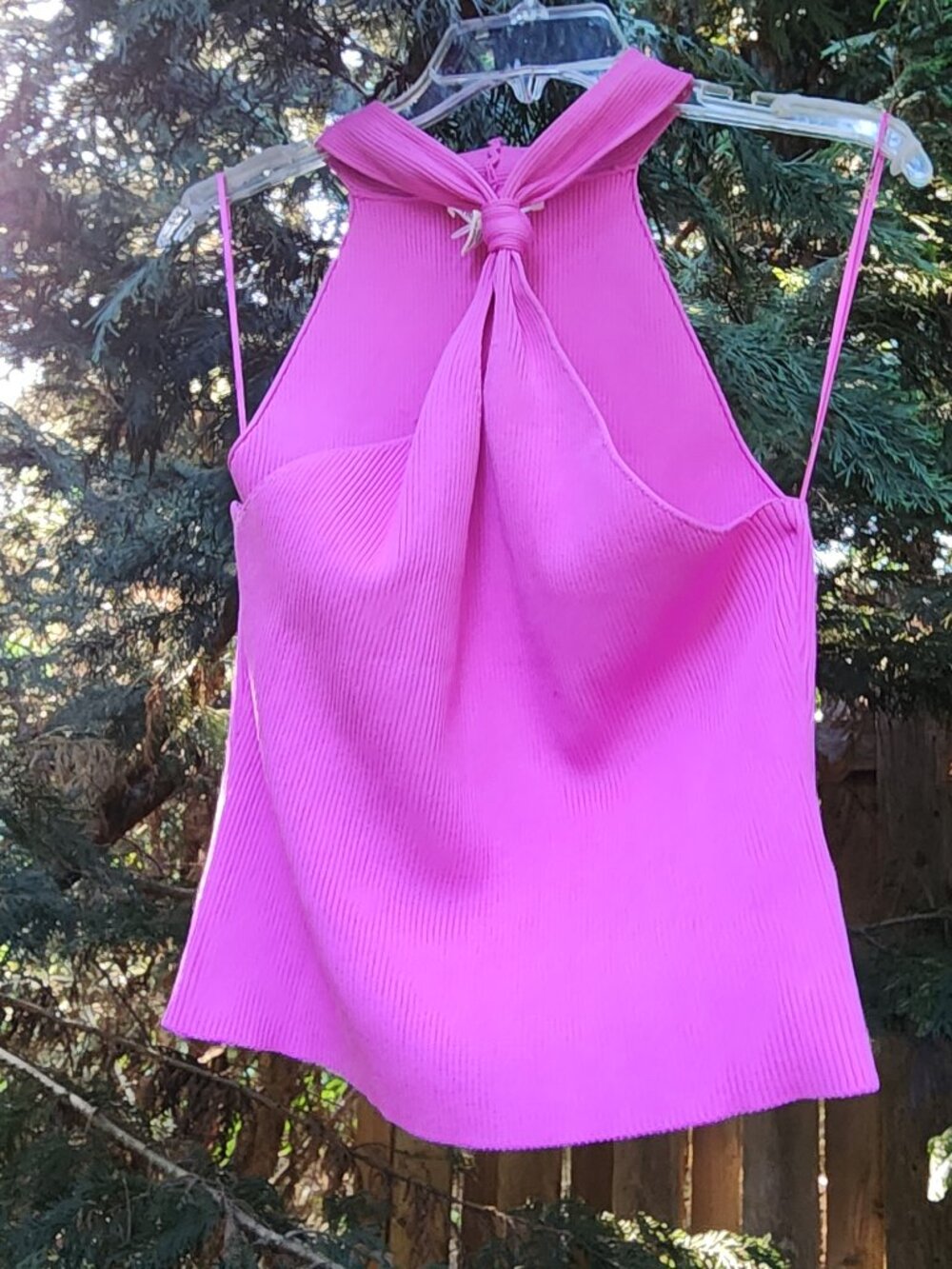 EUC 💘🩷 Large Happily Grey Bubble Gum pink bodycon keyhole halter tank top